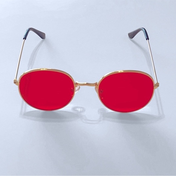 Accessories - Orange Lens Sunglasses, fashion sunnies, gold tone metallic frame, EUC